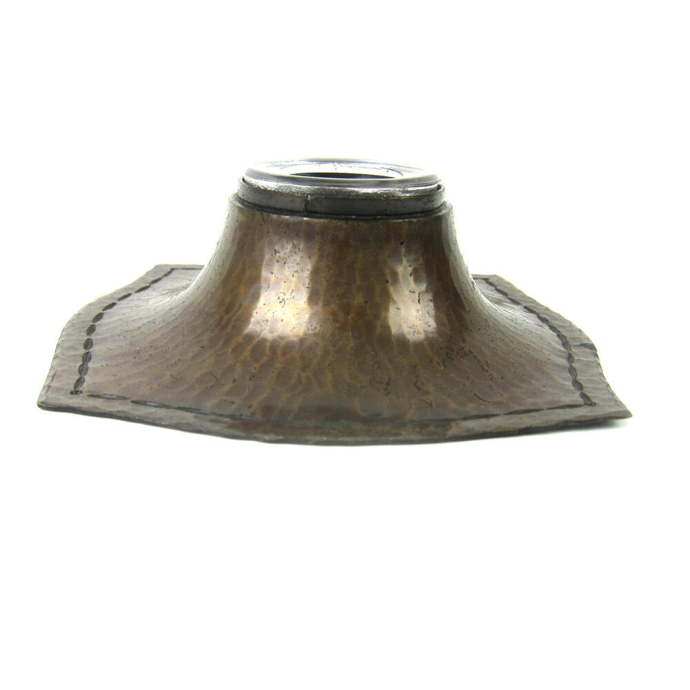 Antique Roycroft Hammered Copper Ink Well Arts & Crafts Mission Unsigned c 1920 - Picture 7 of 11